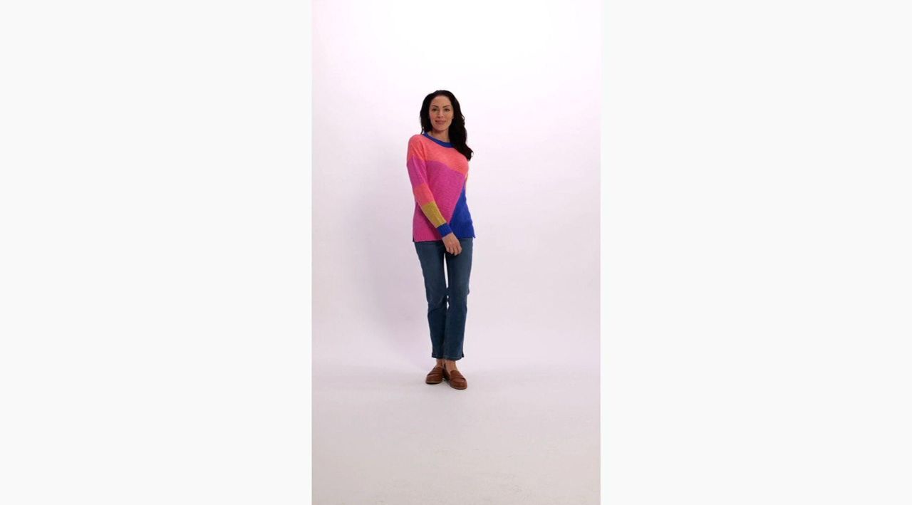 Belle by Kim Gravel Criss Crossed Color Block Sweater - QVC.com