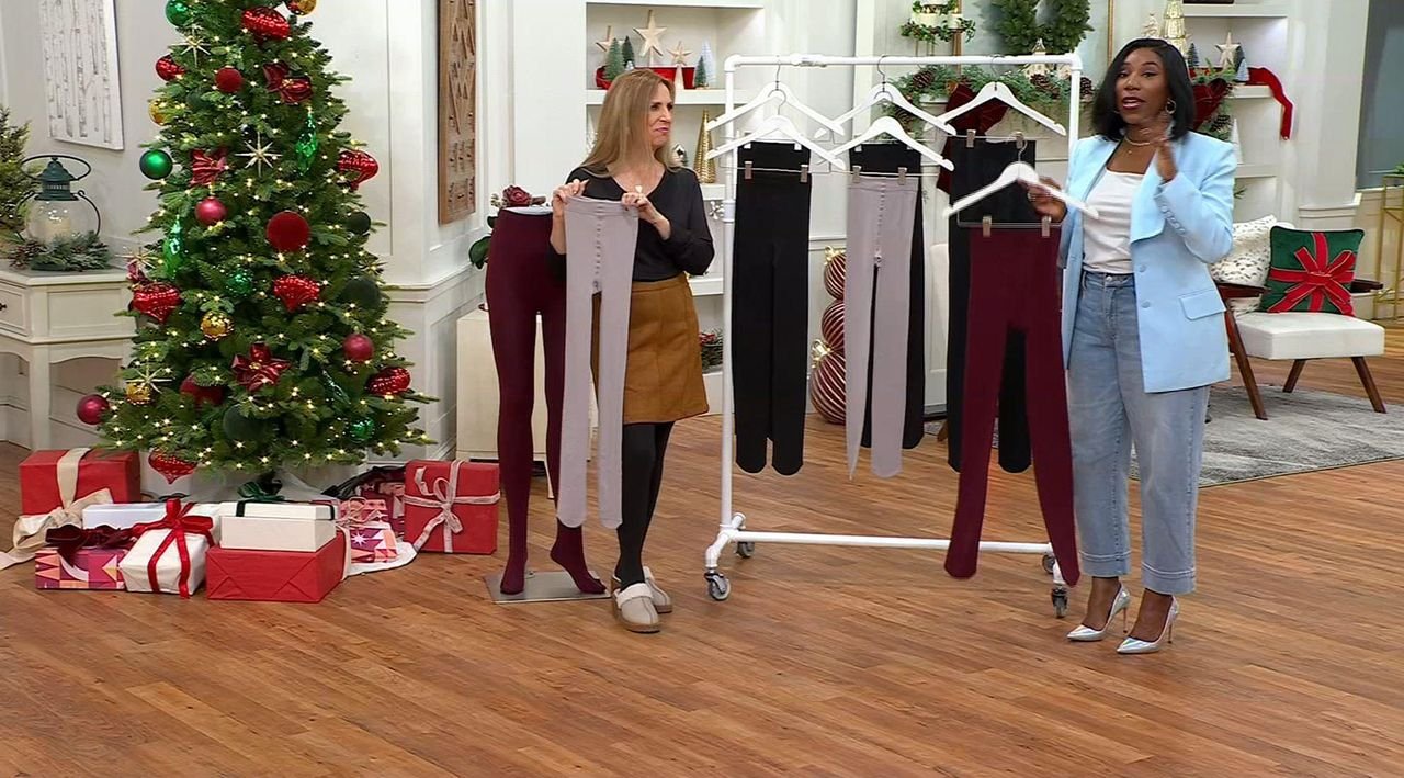 MUK LUKS Set of 2 High Waisted Fleece-Lined Tights - QVC.com