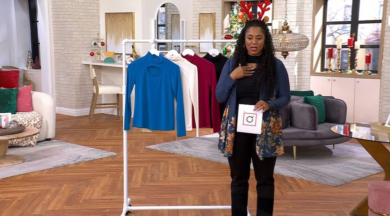 トップス GRAVER Susan Graver Set of Two Print & Solid Liquid Knit Tops - QVC.com