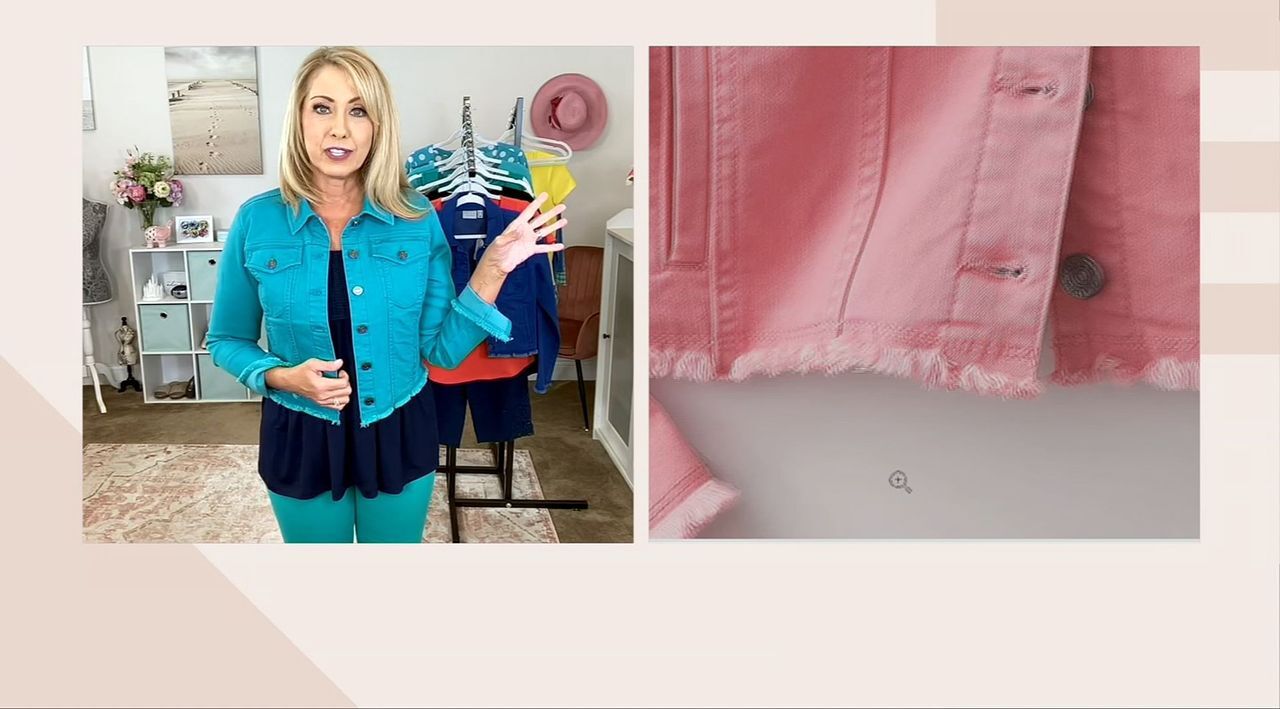 Susan Graver - Out and about in my super comfortable denim jacket https:// qvc.co/A399677FB and my new SG Sport Leggings