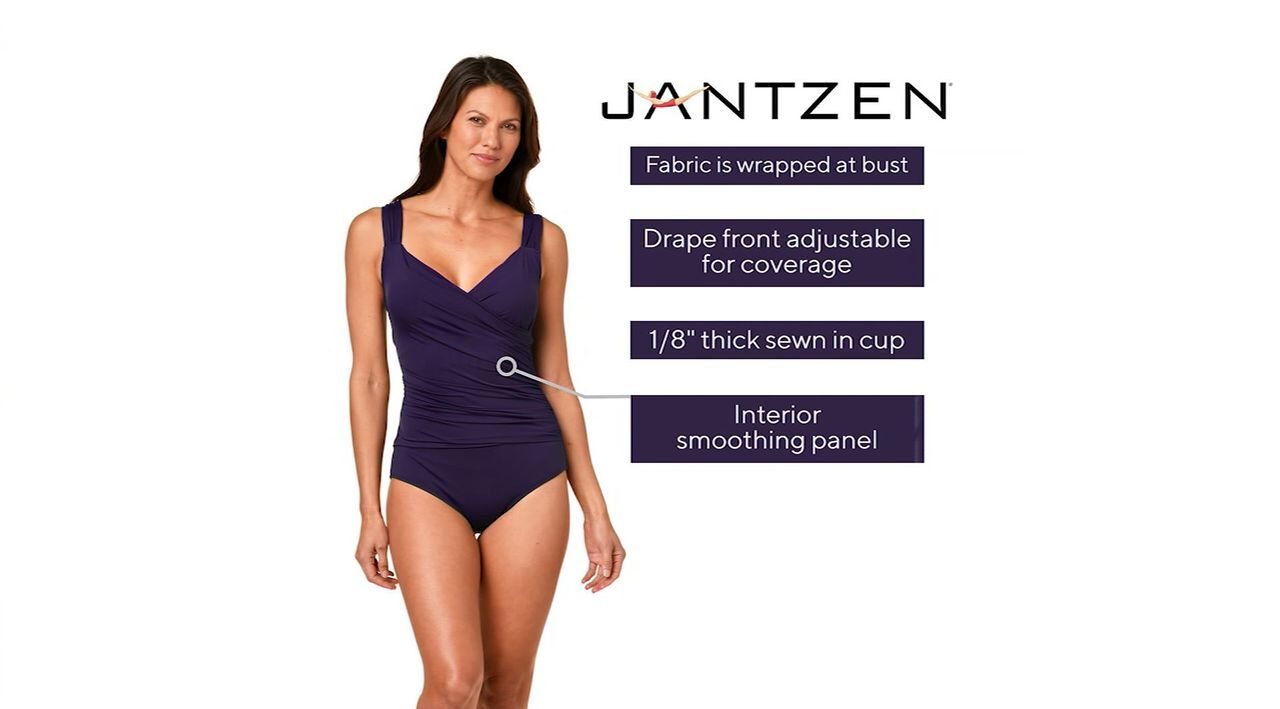 Jantzen Print or Solid Surplice Maillot One- Piece Swimsuit - QVC.com