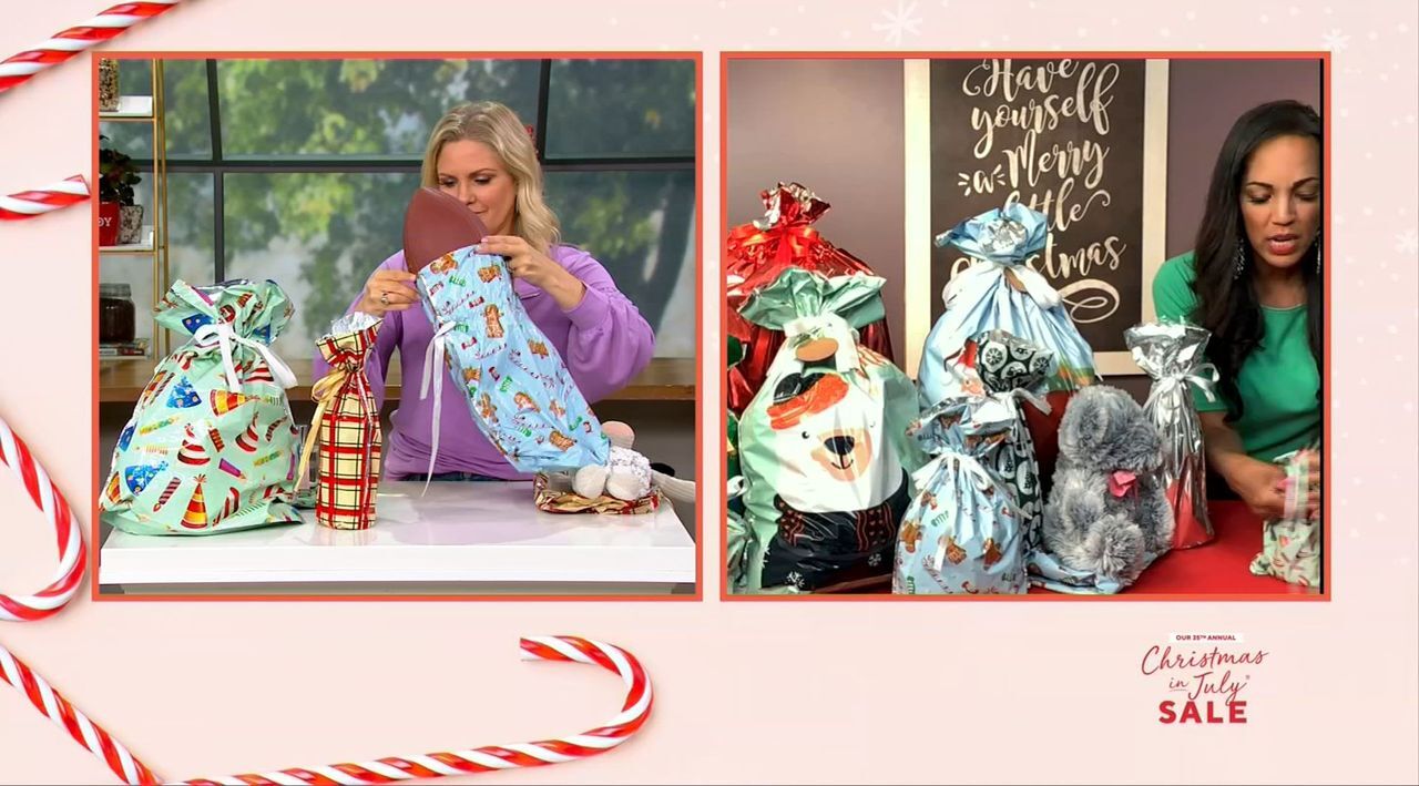Up To 50 Off Christmas Drawstring Gift Bags with Tags  Groupon