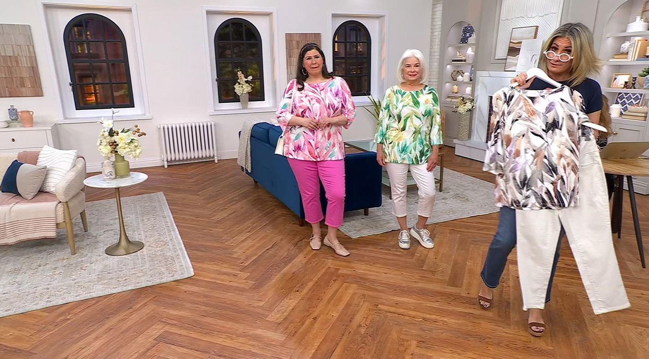 Belle by Kim Gravel Rayon Spandex Garden Whispers Floral Top - QVC.com