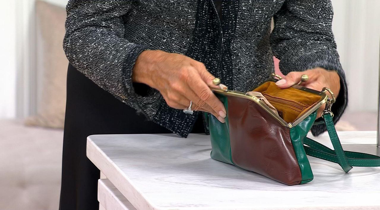 Patricia Nash Vione Leather Colorbock Frame Crossbody - QVC.com