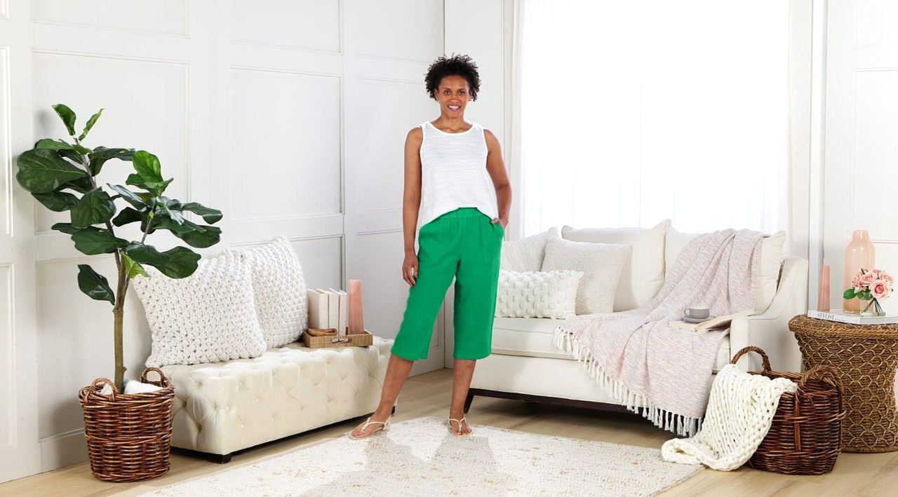 Denim & Co. Beach 100% Cotton Gauze Capri Pant - QVC.com