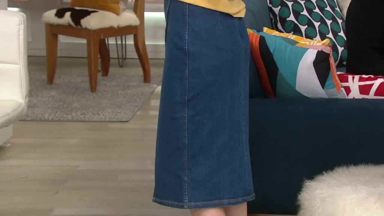 Du Jour Denim Skirt w/ Asymmetrical 