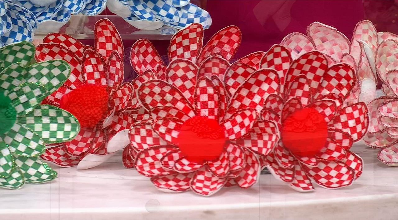 MacKenzie-Childs Check & Floral Claw Clip Set - 4 Pack - limited edition pink-beauty-and-decor-items-  main image 2
