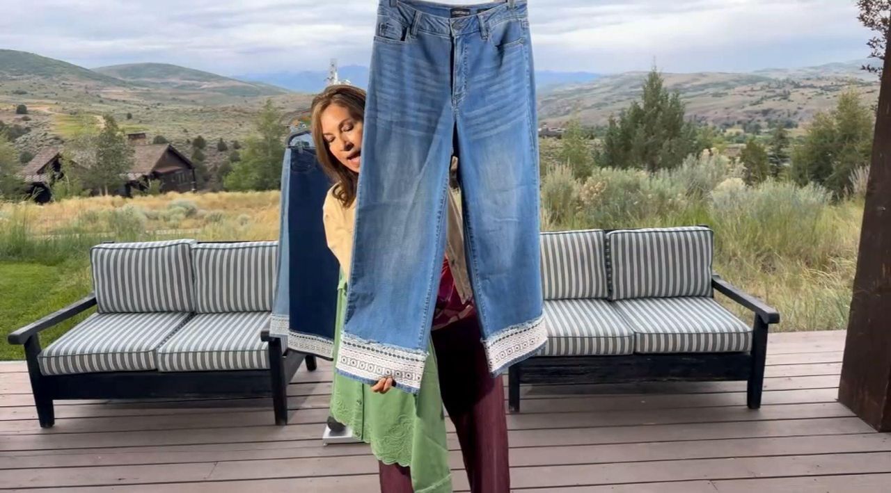 Susan Graver Stretch Denim Wide Leg Crop Jean with Lace Trim - QVC.com