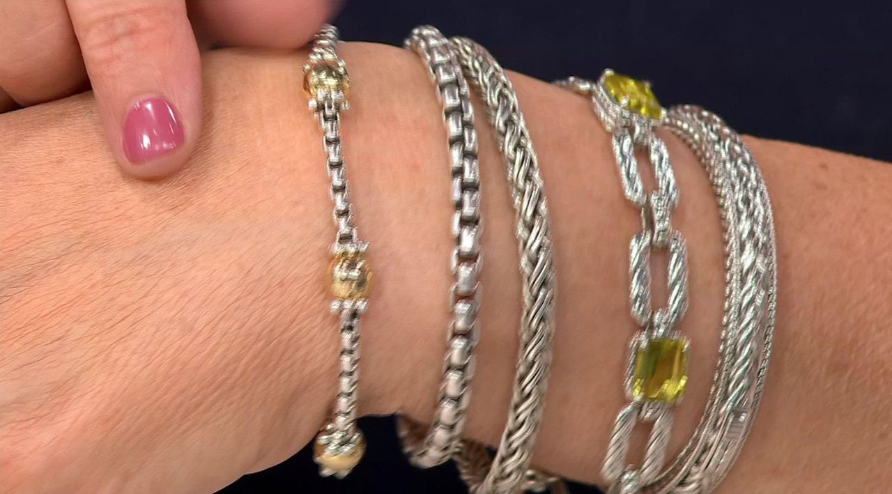 JAI Sterling Silver Hammered Bead 3.7mm Box Chain Bracelet, 13.5g