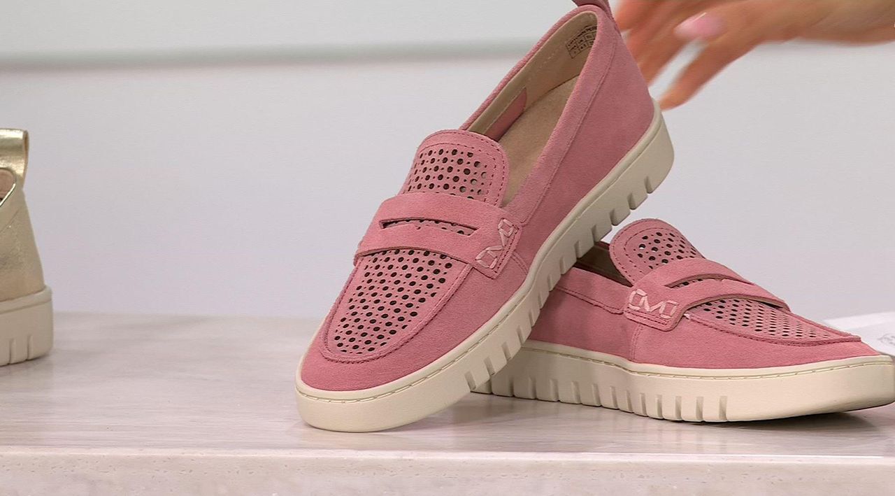 Vionic Leather 360 Flex Loafers - Uptown Perf - QVC.com