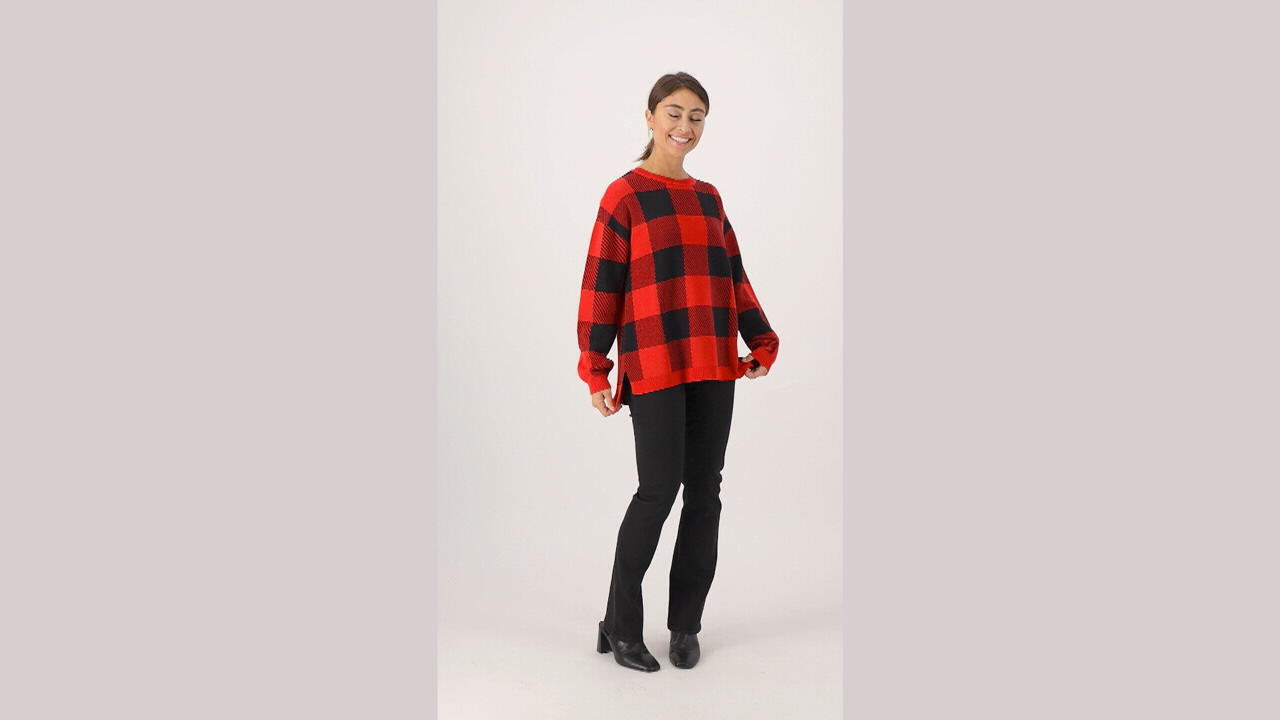 Plaid clearance pullover sweater