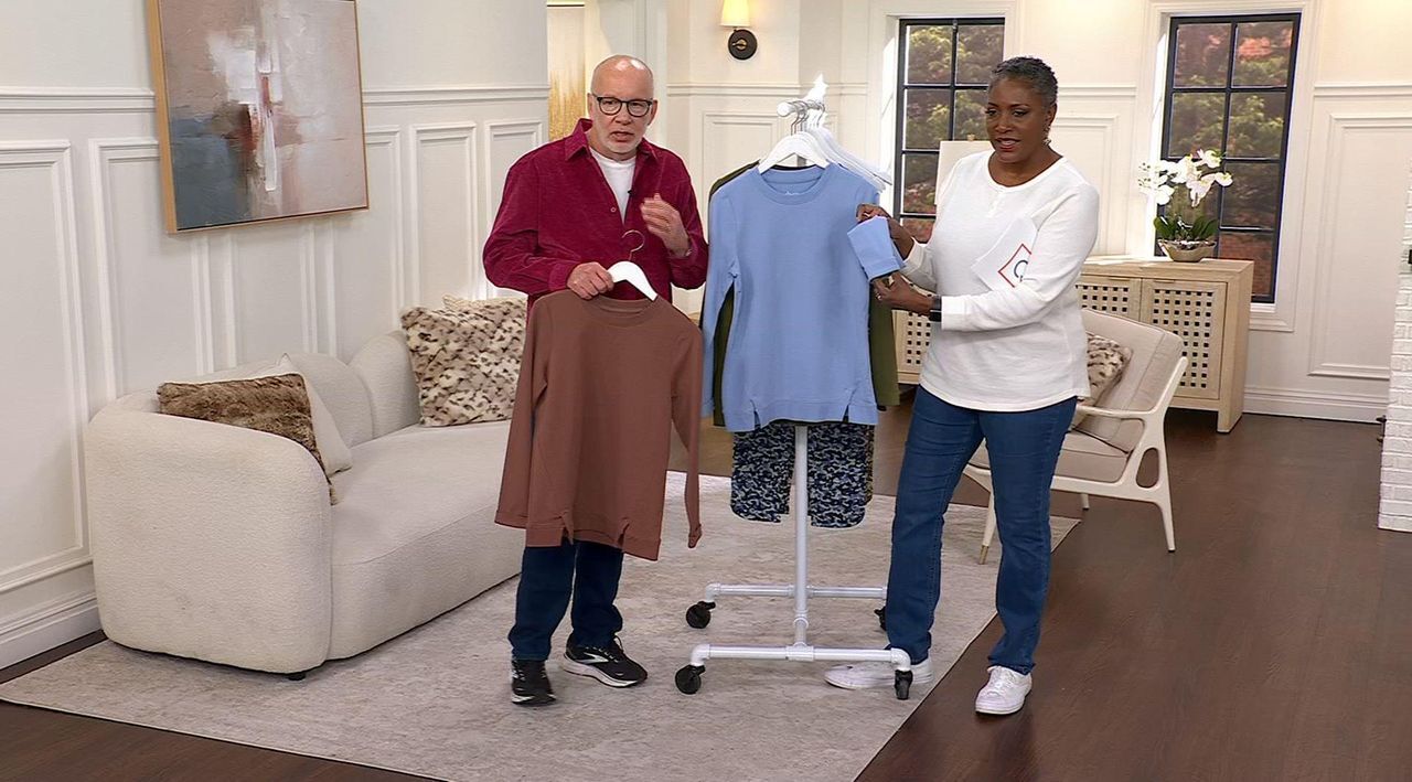 トップス nannn Denim & Co. Active French Terry Top with Slit Detail - QVC.com