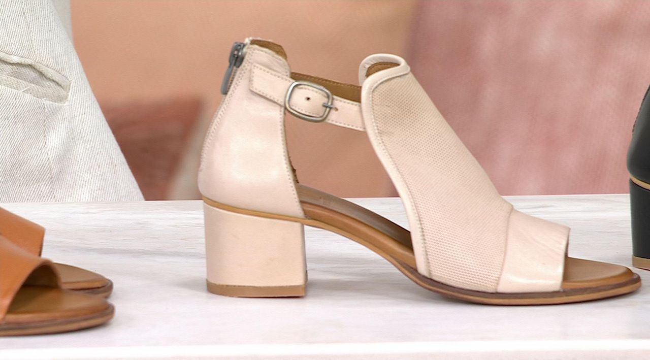 Miz Mooz Leather Heeled Shootie Sandals - Rayna - QVC.com