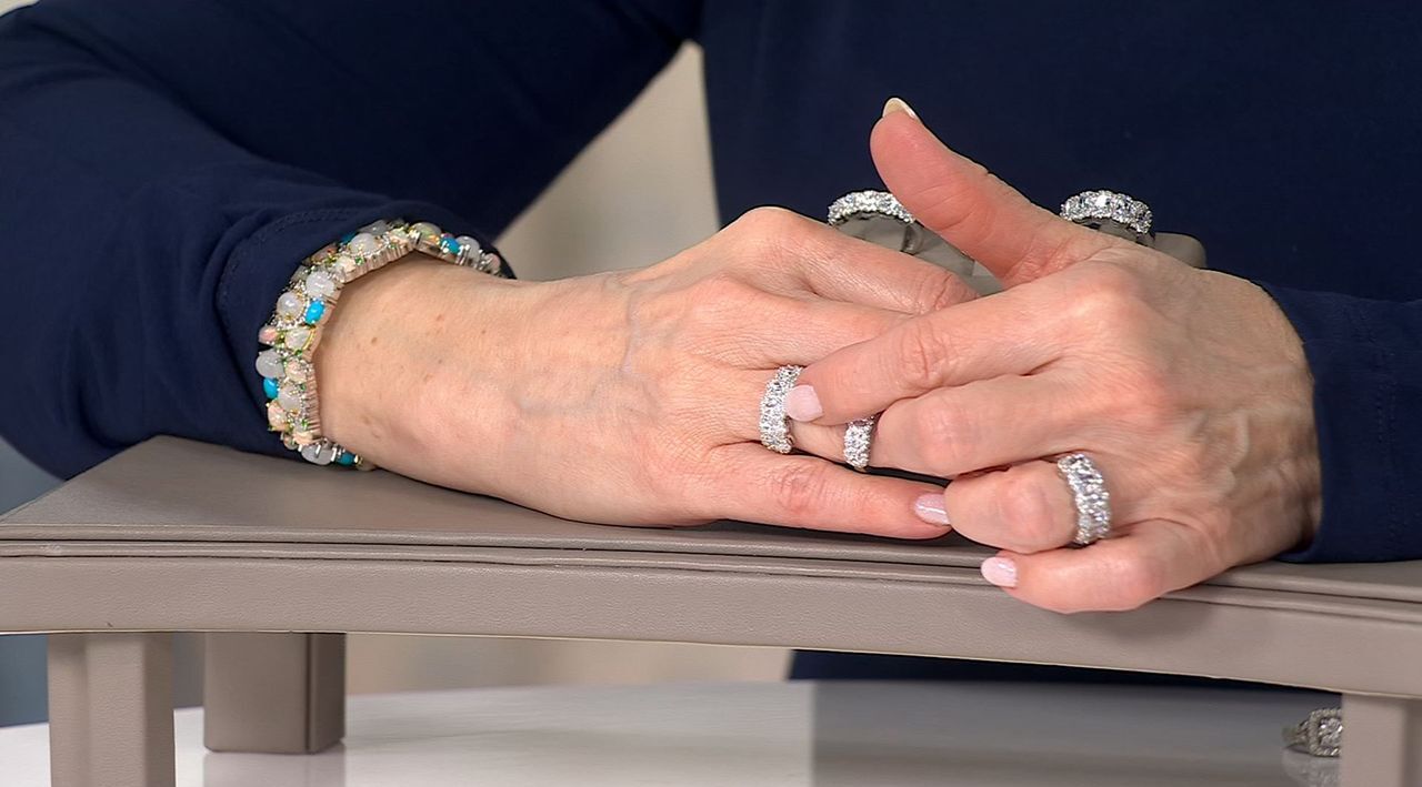 Qvc diamonique store platinum clad rings