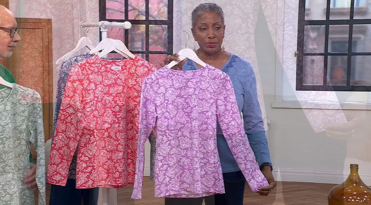 Denim & Co. Printed Perfect Jersey Long Sleeve Top - QVC.com