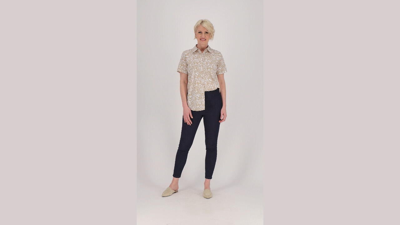 Printed Button Front Big Shirt 
