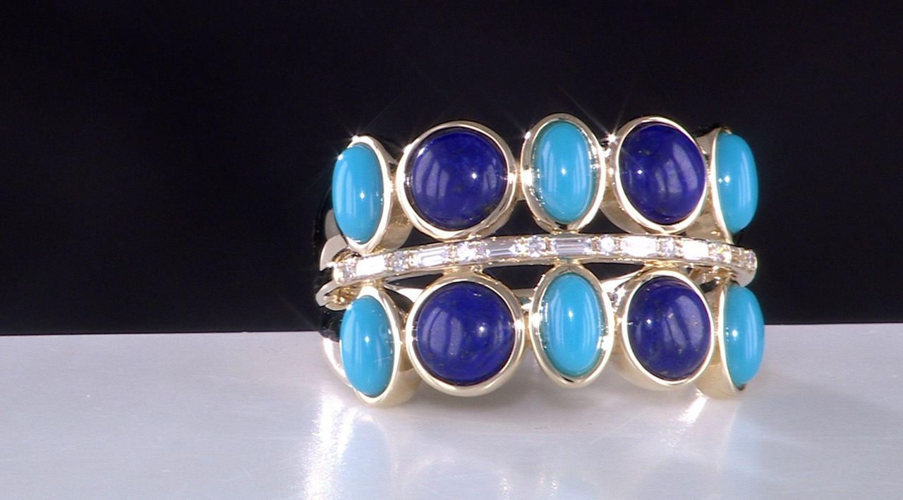 20-60代 人気ファッションブランド and Lapis Effy Turquoise QVC.com - Gold 14K Ring, Band Gemstone アクセサリー