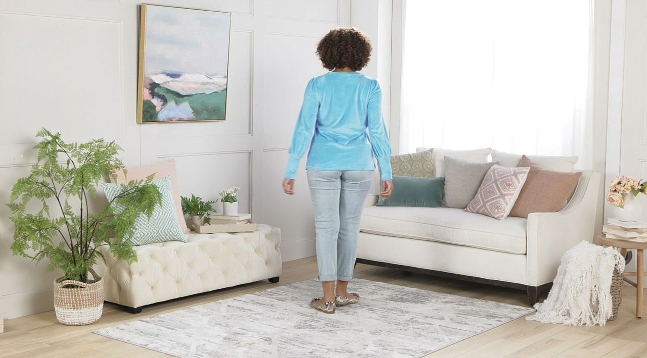 Belle by Kim Gravel Velour Top_with Ruched Shoulder and Long Cuff