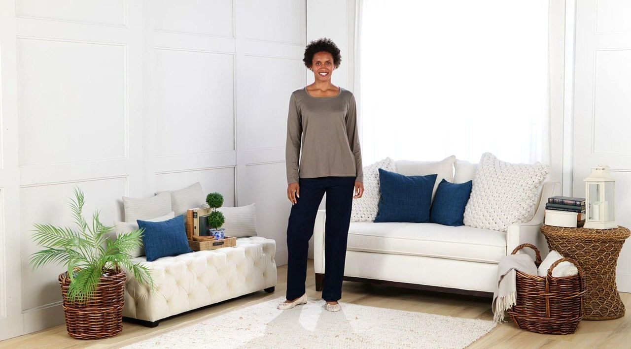 トップス archi Linen no-sleeve square top Denim & Co. Essentials Luxe Jersey Square-Neck Long-Sleeve