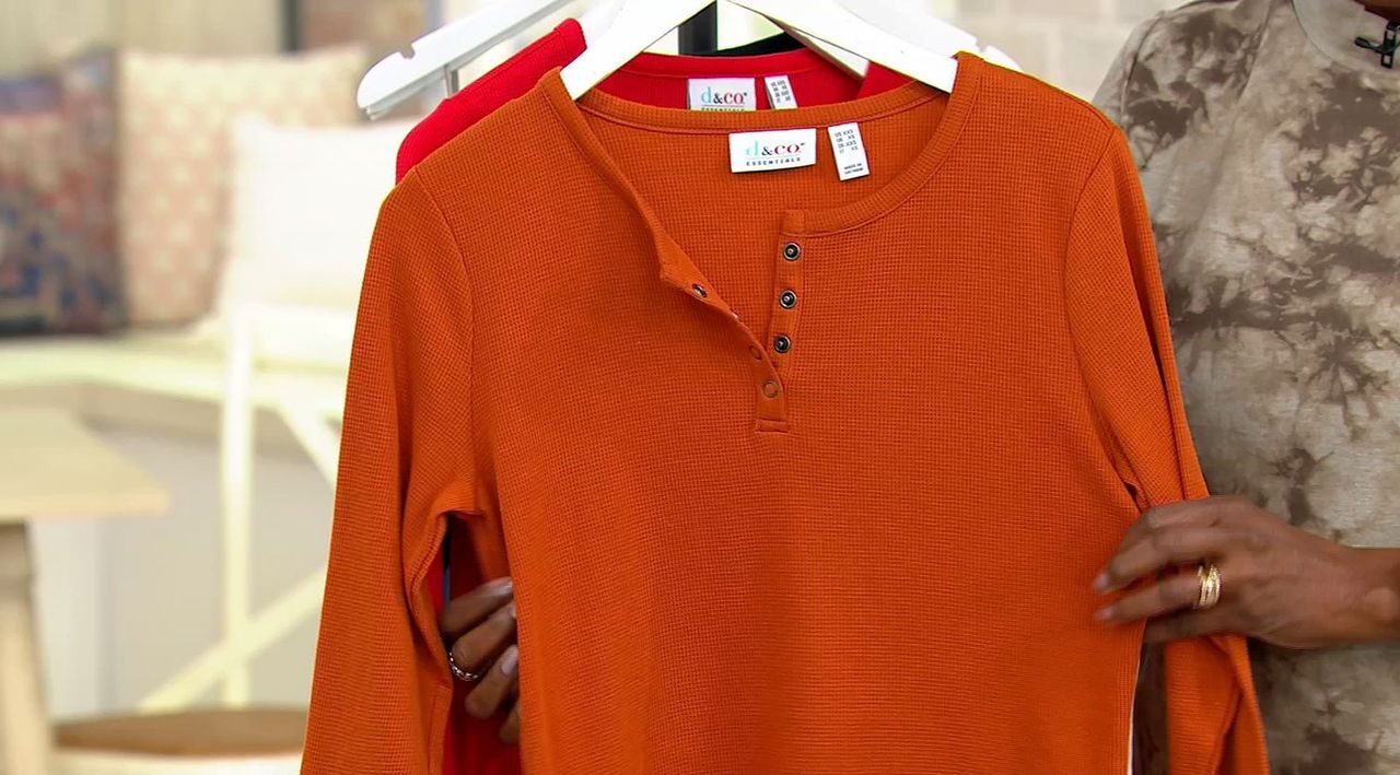 Changing Colors: Long Sleeve Henley Waffle Knit Top - Orange – Fate & Co.