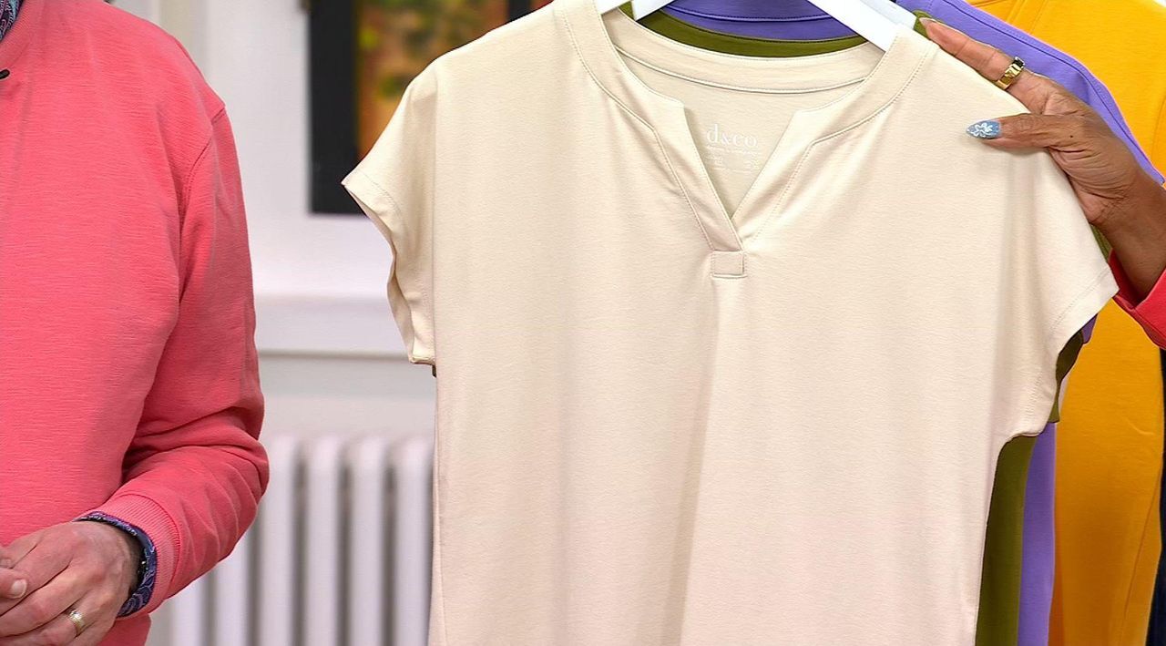 Denim & Co. Favorite Jersey Dolman Sleeve Split Neck Top - QVC.com