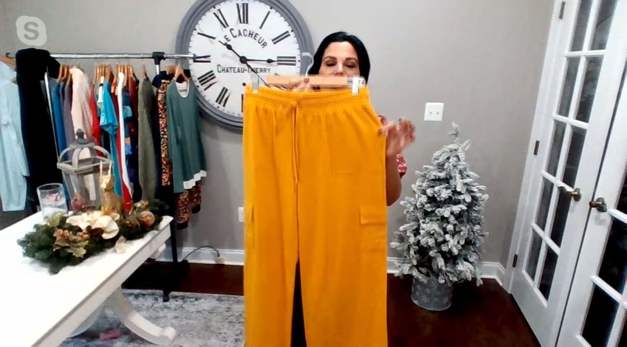 AnyBody Cozy Knit Wide Leg Cargo Pant QVC