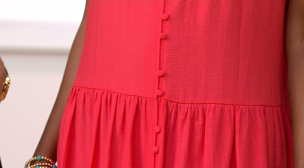 Susan Graver Textured Woven Extended Sleeve Button Front Dress