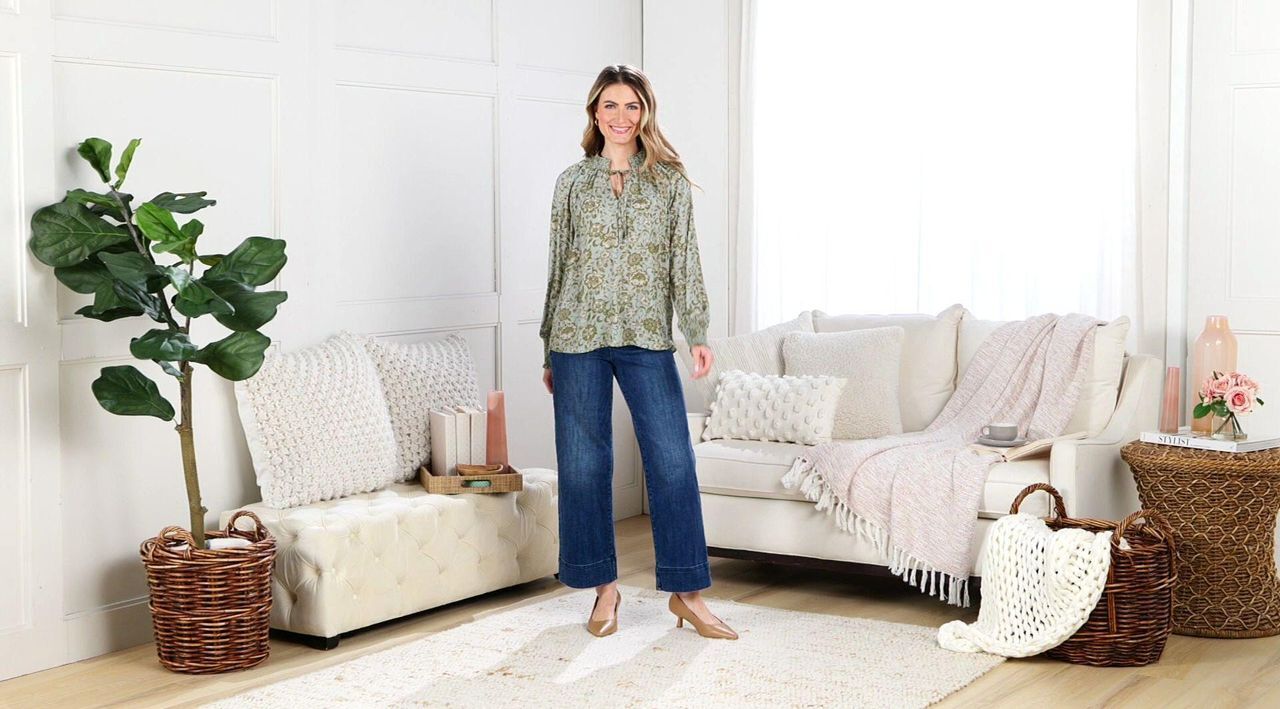 NYDJ Gemma Pleated Front Blouse - QVC.com