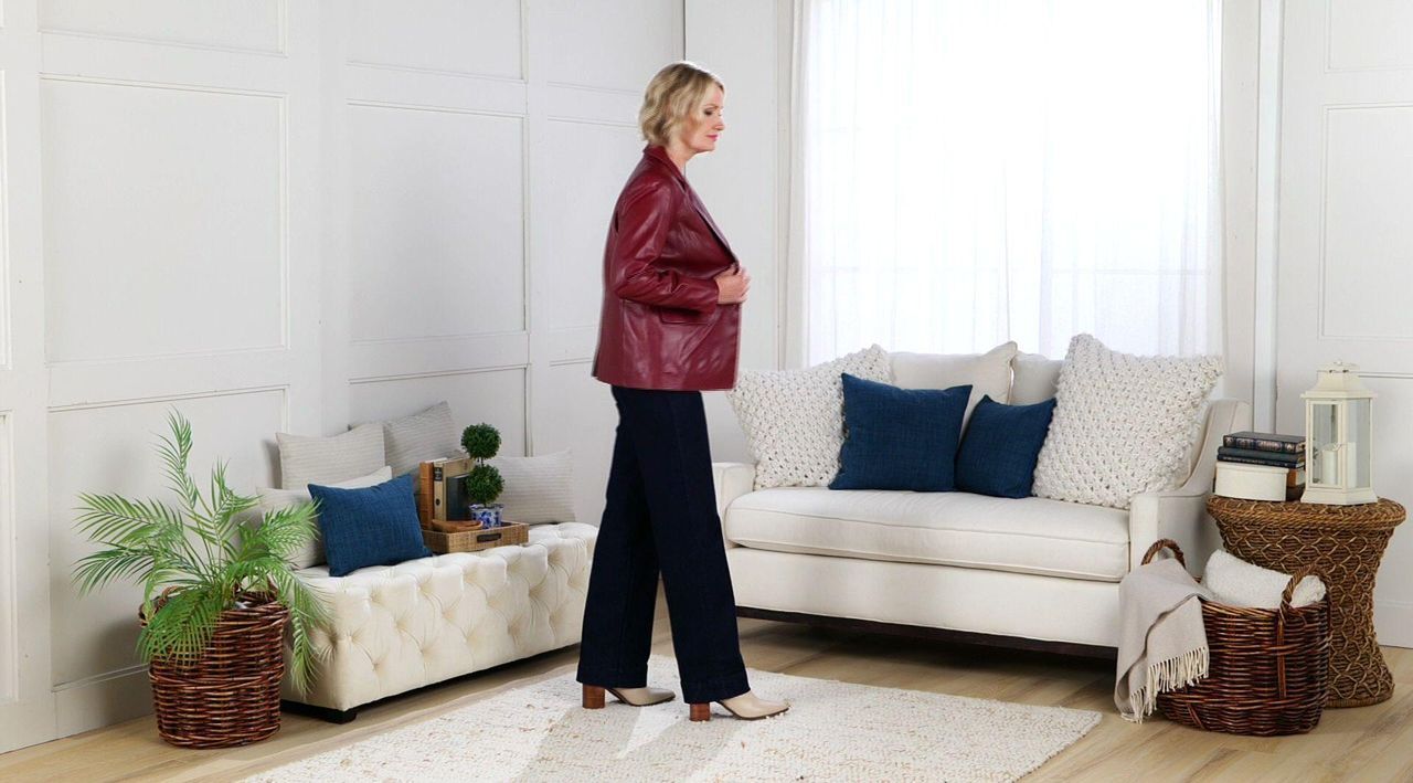 Denim & Co. Regular Lamb Leather Blazer - QVC.com