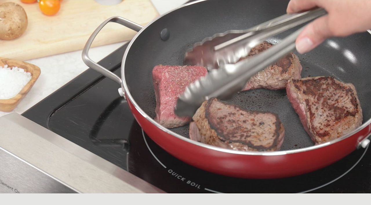 Red Volcano Ceramic Nonstick 11 inch Covered 12-in-1 All Purpose Pan 