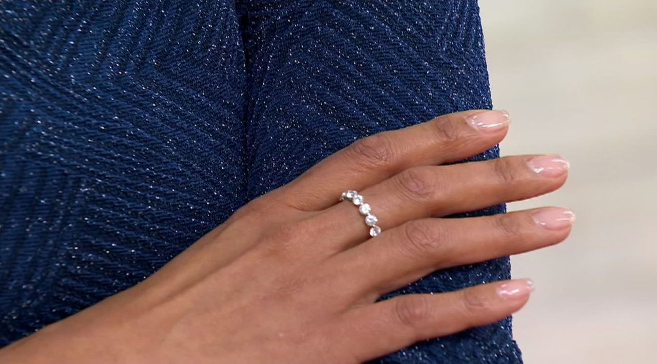 Diamonique Floating Bezel Round-Cut Eternity Ring, Sterling