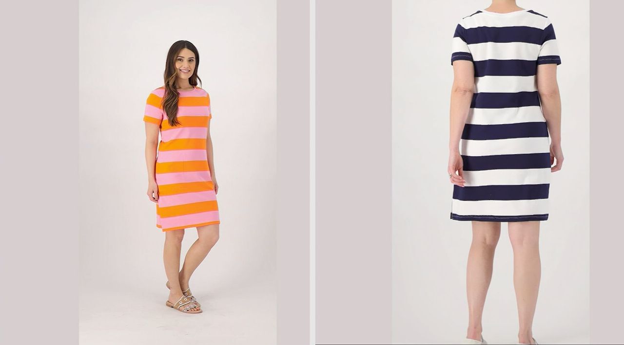 Qvc striped dress deals