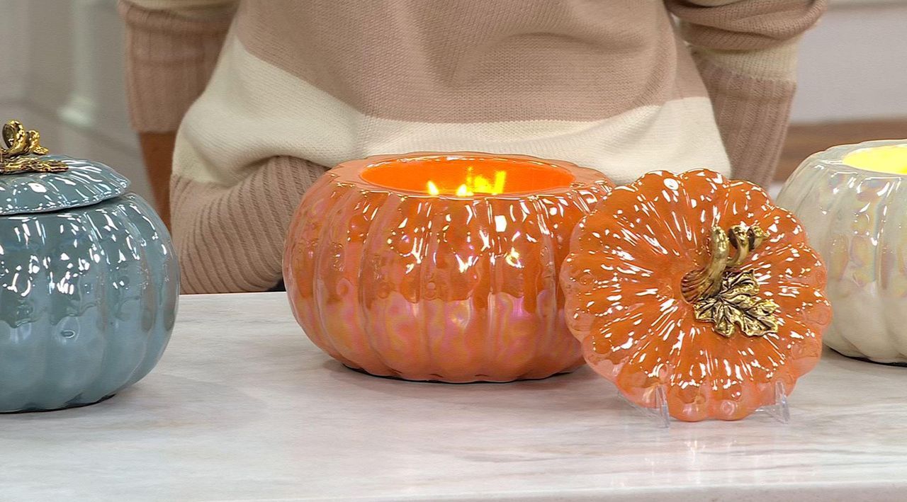 HomeWorx by Slatkin + Co. 14oz Heirloom Iridescent Pumpkin Candle
