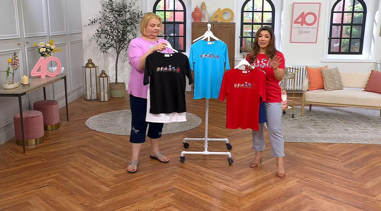 Quacker Factory Fun on the Cape Elbow Sleeve Top - QVC.com