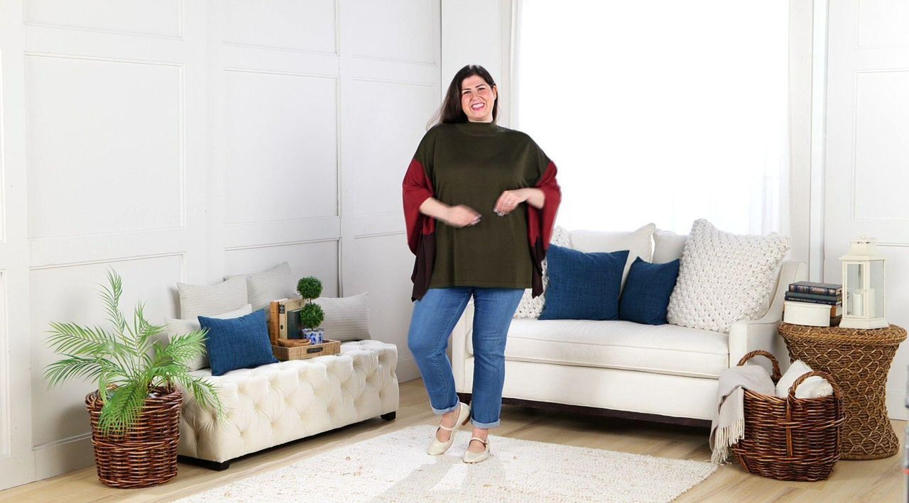Belle by Kim Gravel Color Block Poncho Sweater - QVC.com