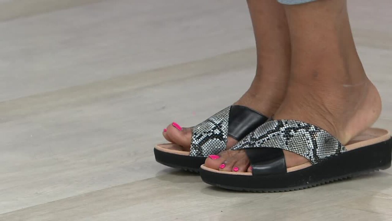 Vionic Leather Platform Slide Sandals 