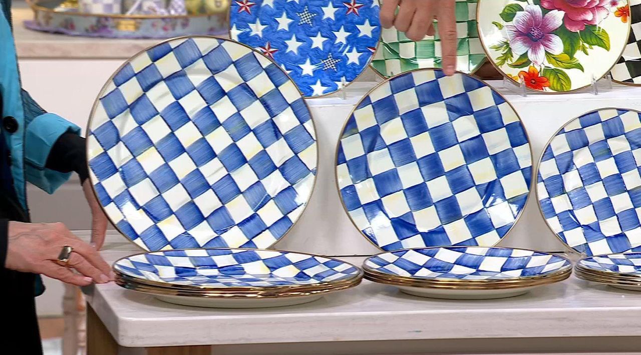 MacKenzie- Childs Set of 4 Enamel Chargers - QVC.com