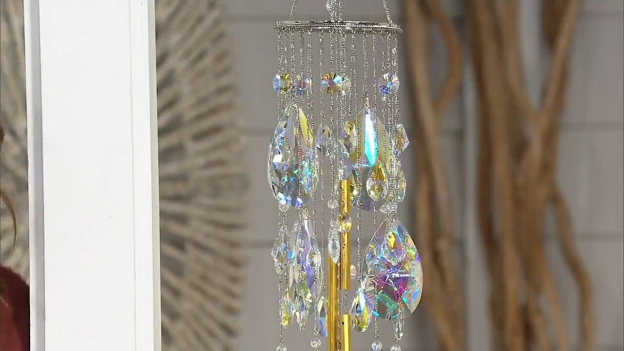 Kirks Folly Dance Of The Crystal Queen Chandelier Wind Chime goldtone