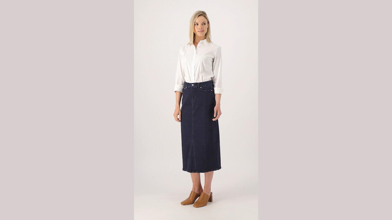 Denim midi hotsell skirt qvc