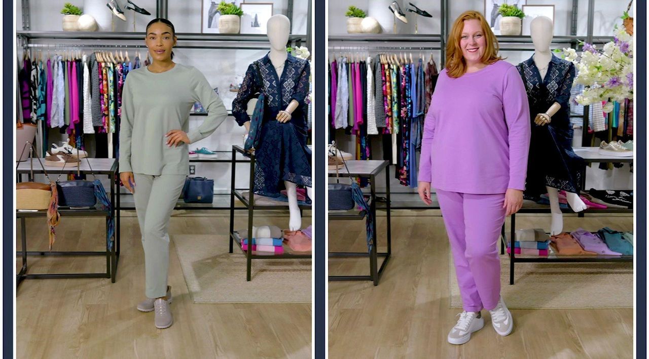 Denim & Co. Regular EasyWear French Terry Top & Pant Set - QVC.com