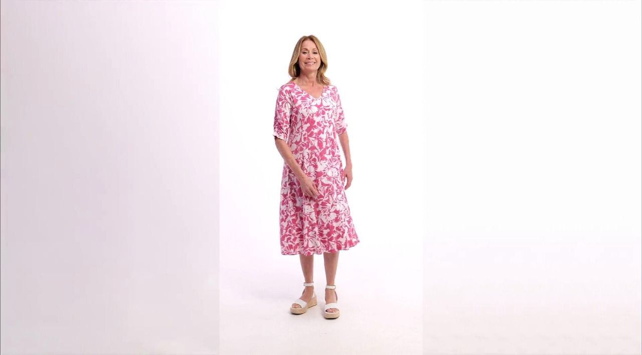 Susan Graver Printed Liquid Knit Fit & Flare Midi Dress - QVC.com