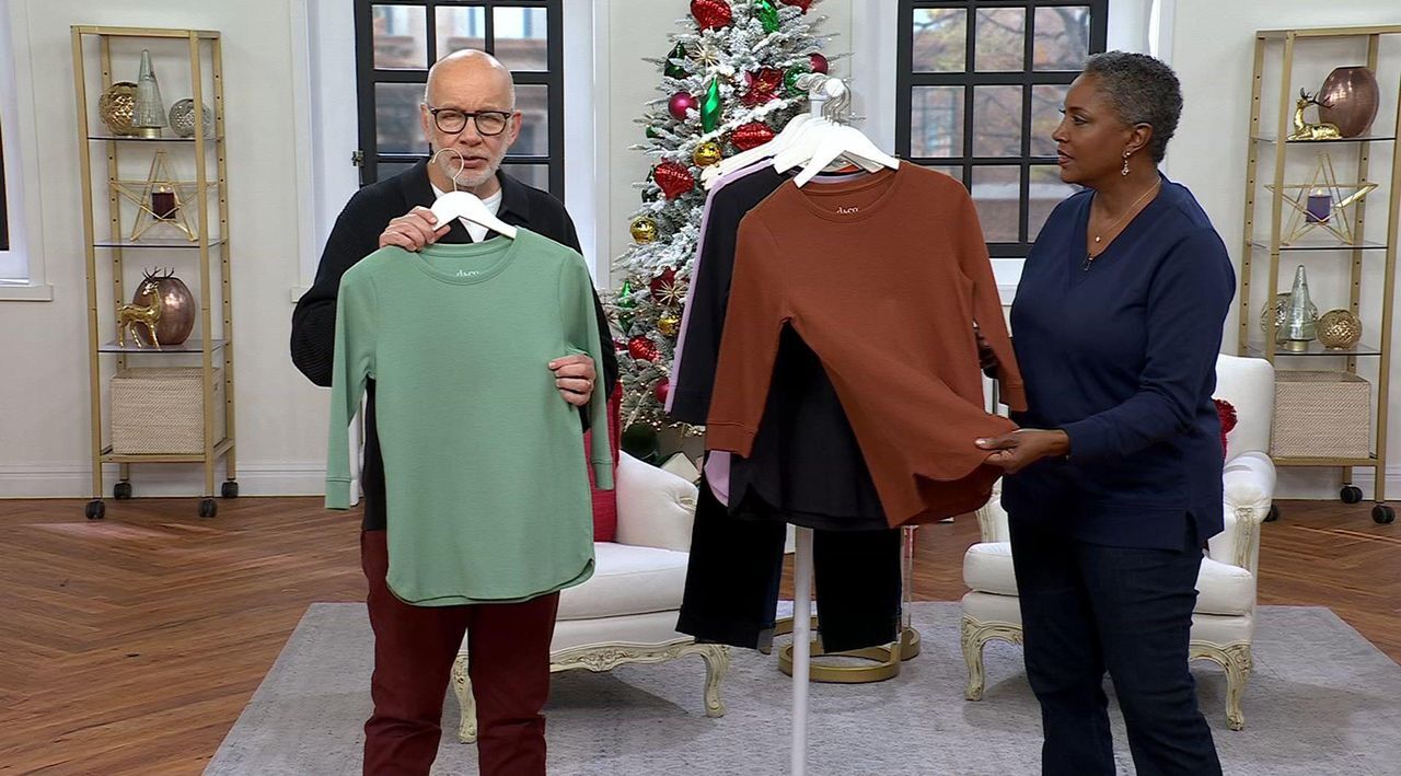 Denim & Co. Essentials Waffle Knit Round Neck 3/4 Sleeve Top - QVC.com