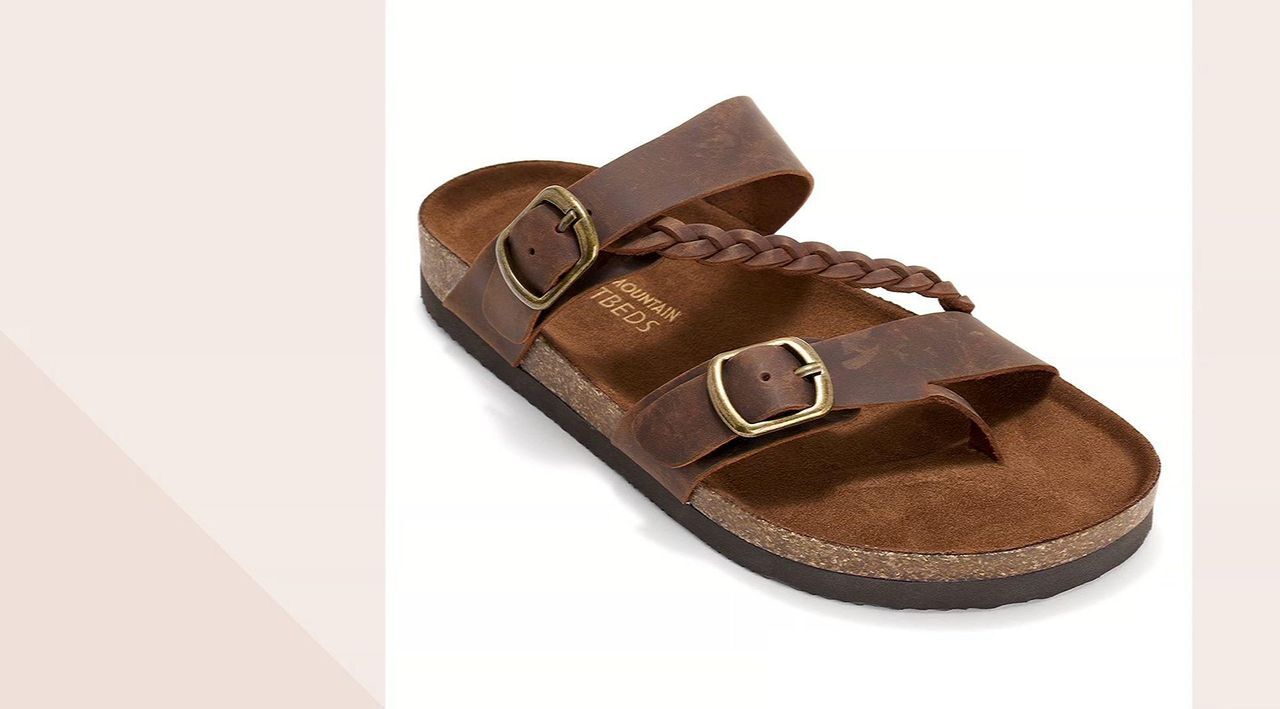 White Mountain Leather Toe-Post Slide Sandals - Hammy - QVC.com