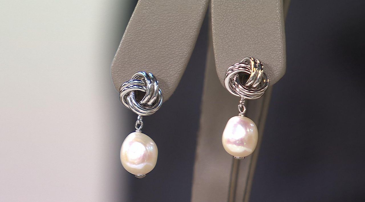 Honora Cultured Pearl Love Knot Drop Earrings, Sterling