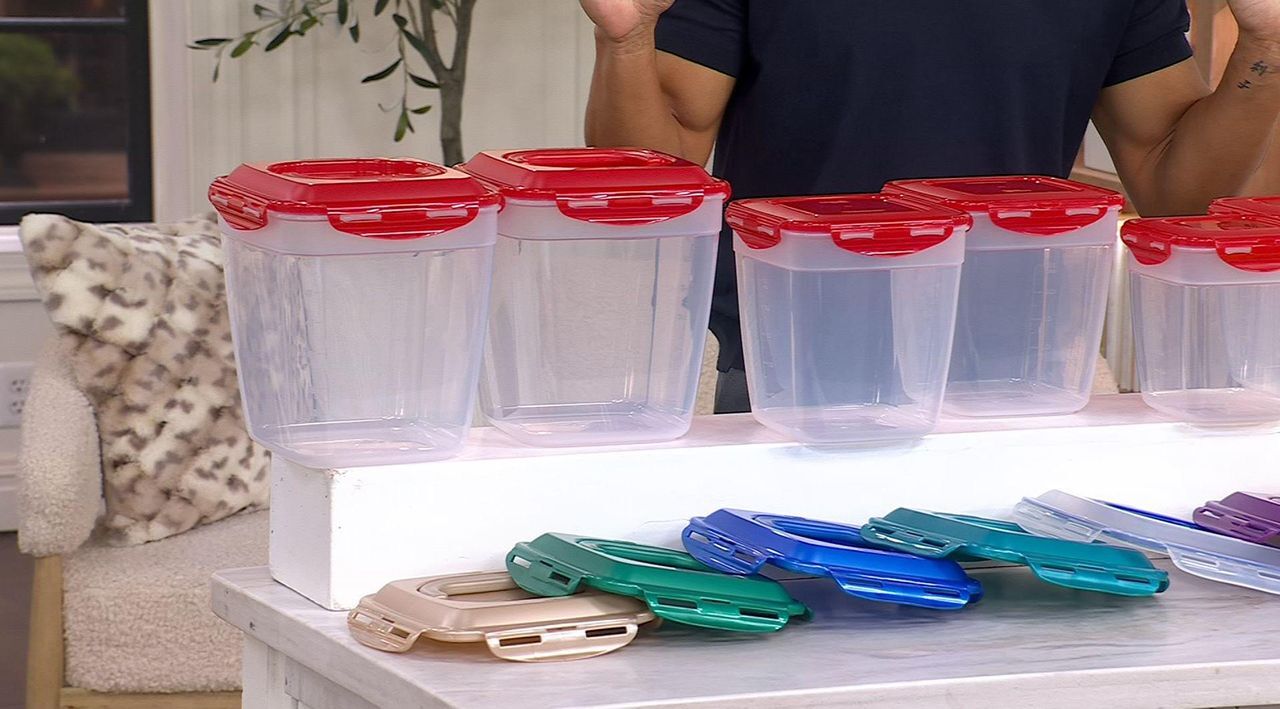 LocknLock 8-Pc Nestable Square Canister Storage Set w/ (2) Handle