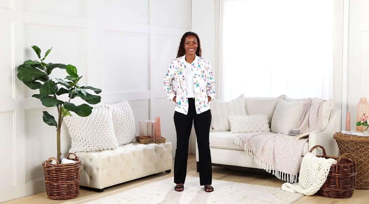 nicole by Nicole Miller 100% Cotton Printed Eyelet Bomber Jacket