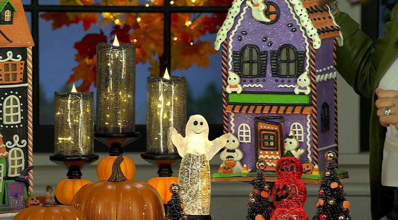 Illuminated Glitter Ghost Figure by Valerie QVC