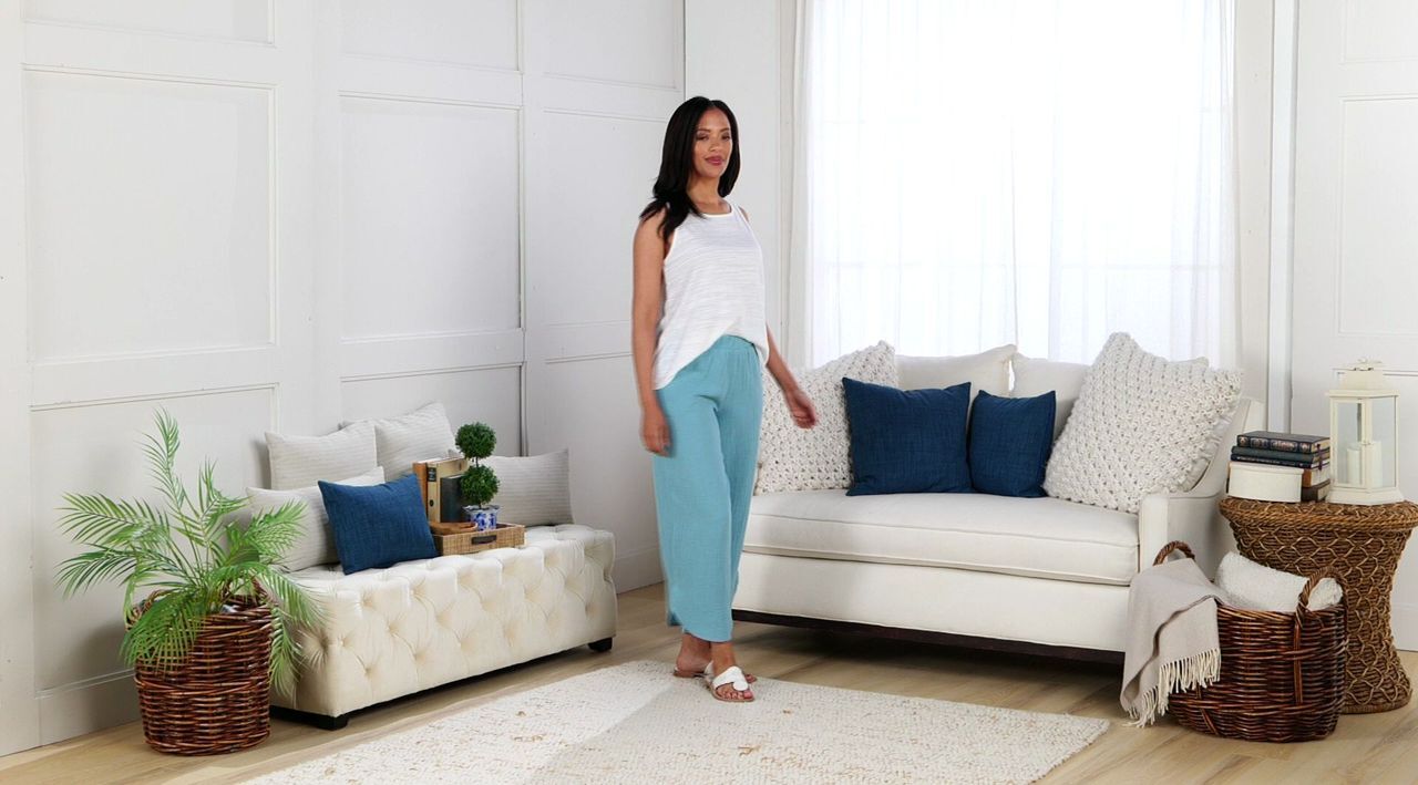 LOGO by Lori Goldstein Beach to Street Gauze Crop Pants