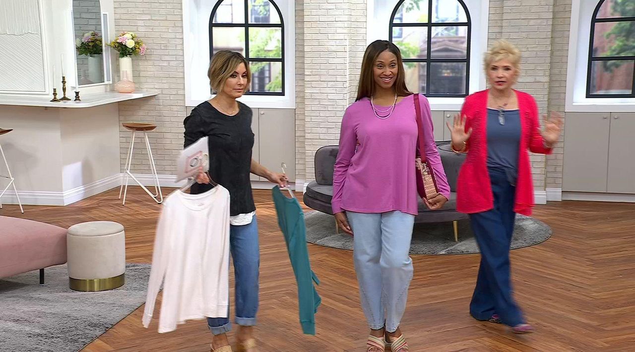 LOGO Principles by Lori Goldstein Sun Faded Seam Detail Top - QVC.com