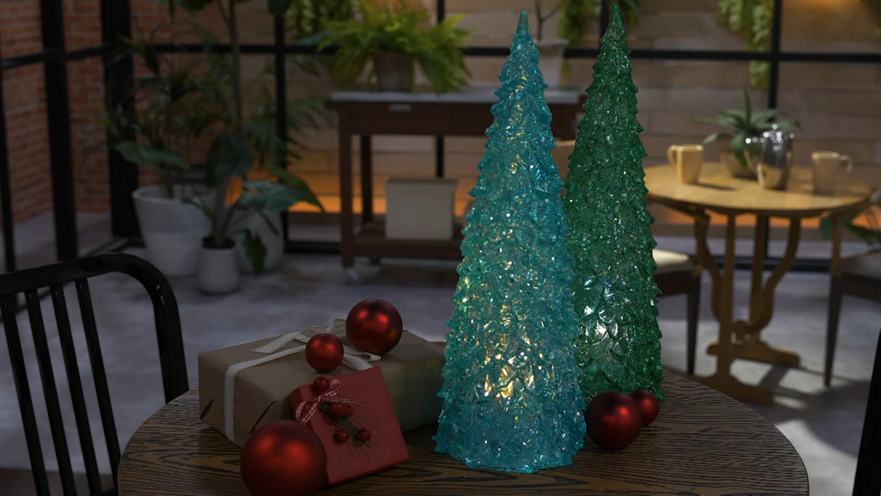 Joy & Peace Tree CHristmas Shimmer Lighted Window Decoration Tree 